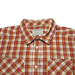 Craighoppers Solarshield Men's Size - L Orange Red Plaid Short Sleeve Button Up